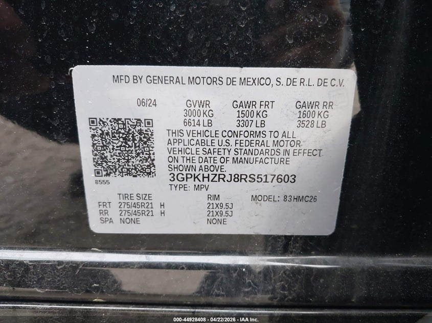 2024 Honda Prologue VIN 3GPKHZRJ8RS517603 IAAI salvage auction — REAR END, Salvage (New Jersey), sold $11,100 on 2026-07-31 (photo 9)