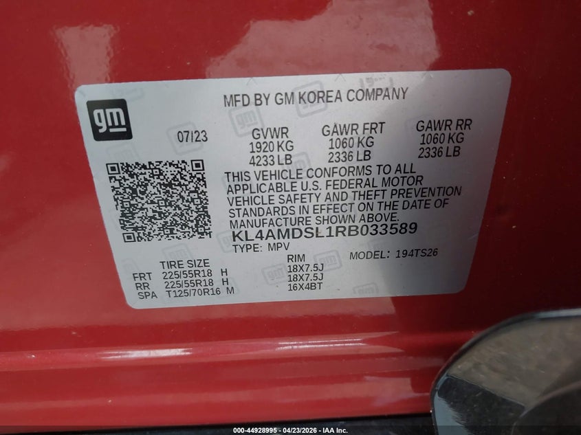 2024 Buick Encore gx VIN KL4AMDSL1RB033589 IAAI salvage auction — FRONT END, Salvage Title, sold $5,900 on 2026-07-29 (photo 9)