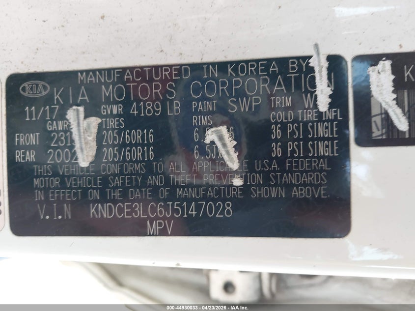 2018 Kia Niro VIN KNDCE3LC6J5147028 IAAI salvage auction — FRONT END, Salvage Title, sold $725 on 2026-07-22 (photo 9)