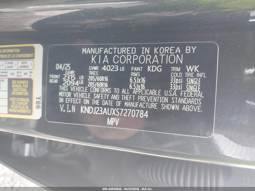2025 Kia Soul VIN KNDJ23AUXS7270784 IAAI salvage auction — RIGHT SIDE, Salvage (Idaho), sold $4,700 on 2026-07-14 (photo 9)