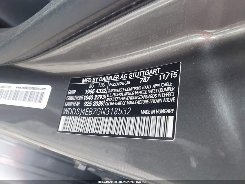 2016 Mercedes-benz Cla-klasse VIN WDDSJ4EB7GN318532 IAAI salvage auction — FRONT END, Original (Texas), sold $2,250 on 2026-07-21 (photo 9)