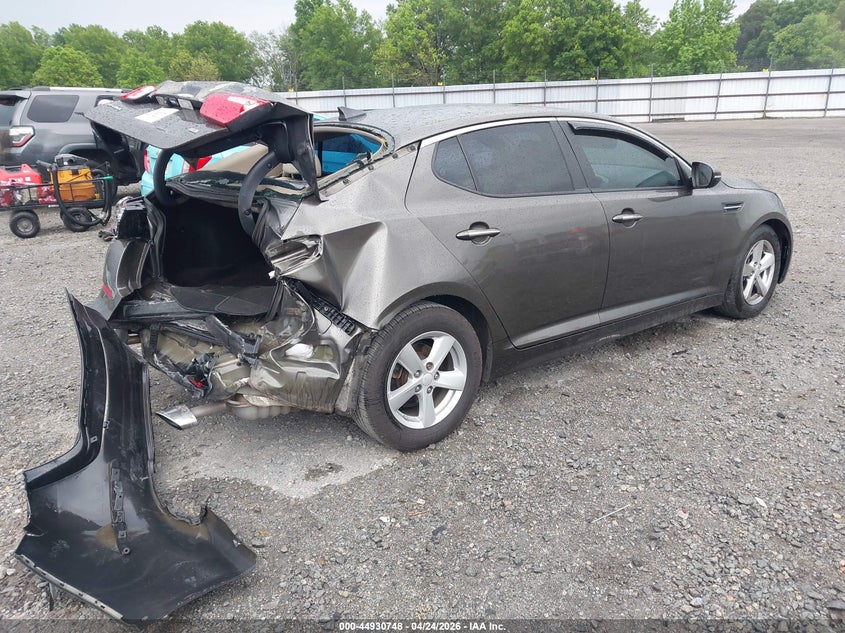 2014 Kia Optima VIN 5XXGM4A76EG289090 IAAI salvage auction — REAR END, Clear (Arkansas), sold $700 on 2026-07-08 (photo 4)