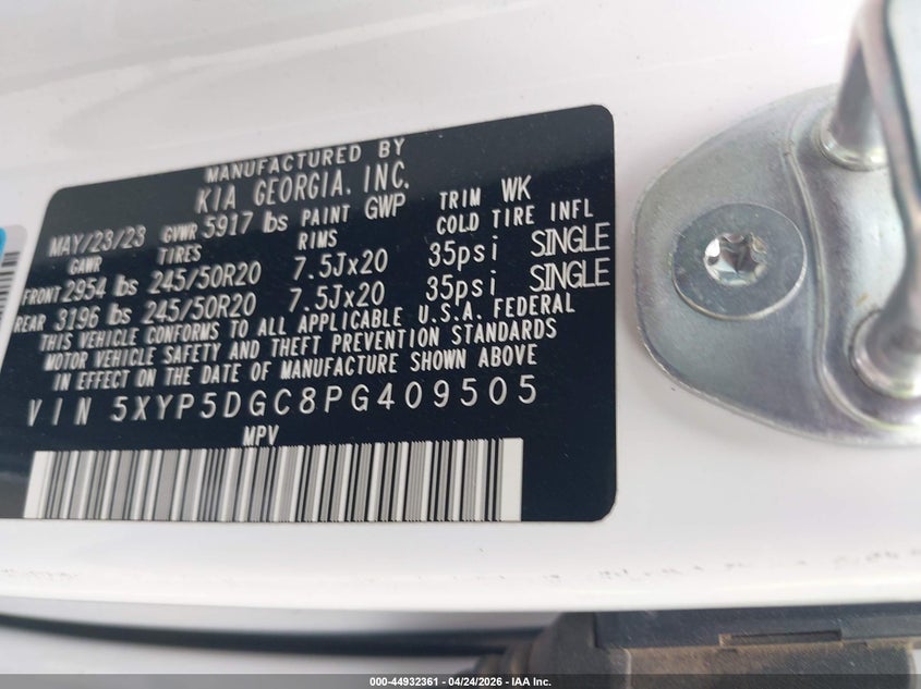 2023 Kia Telluride VIN 5XYP5DGC8PG409505 IAAI salvage auction — LEFT SIDE, Original (Texas), sold $11,175 on 2026-07-15 (photo 9)