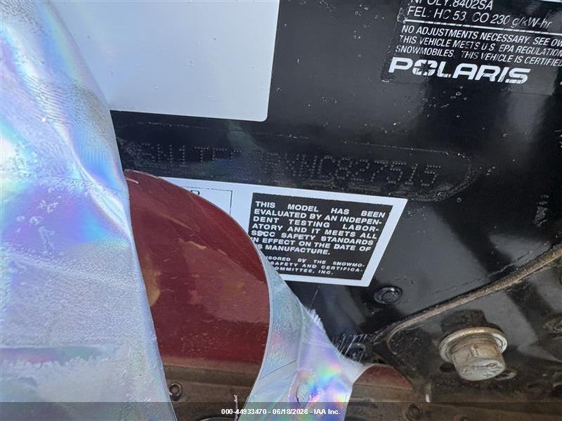 2022 Polaris Snowmobile VIN SN1TFG8RXNC827515 IAAI salvage auction — REAR END, Bill Of Sale (Washington), sold $3,000 on 2026-07-22 (photo 9)