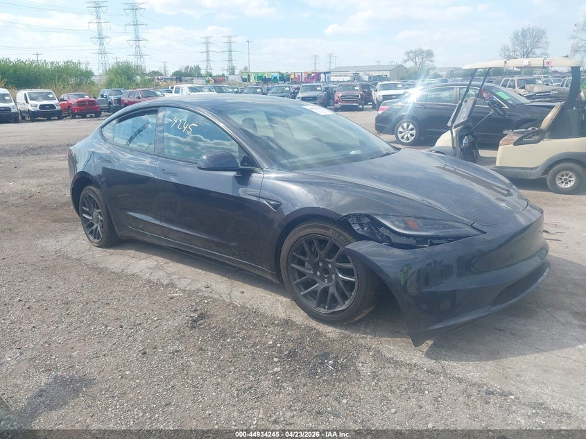 2025 Tesla Model 3 VIN 5YJ3E1EA6SF984362 IAAI salvage auction — FRONT END, Salvage (Illinois), sold $12,900 on 2026-07-30 (photo 1)