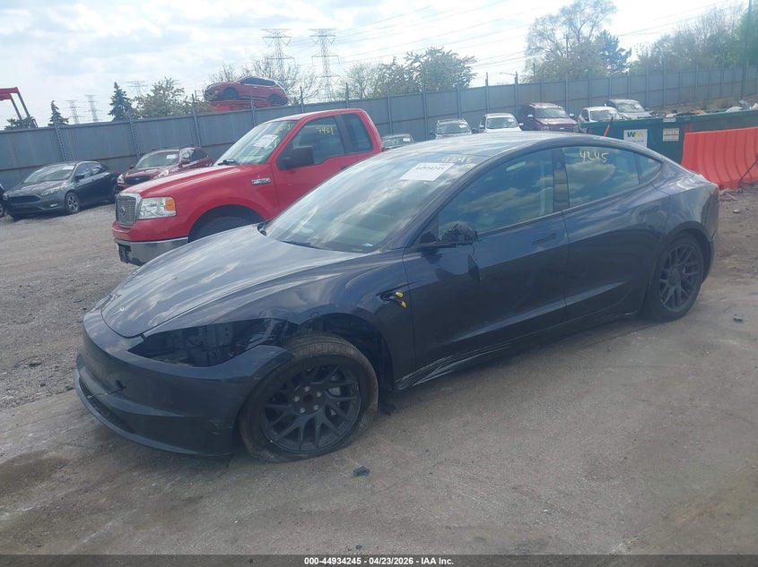 2025 Tesla Model 3 VIN 5YJ3E1EA6SF984362 IAAI salvage auction — FRONT END, Salvage (Illinois), sold $12,900 on 2026-07-30 (photo 2)