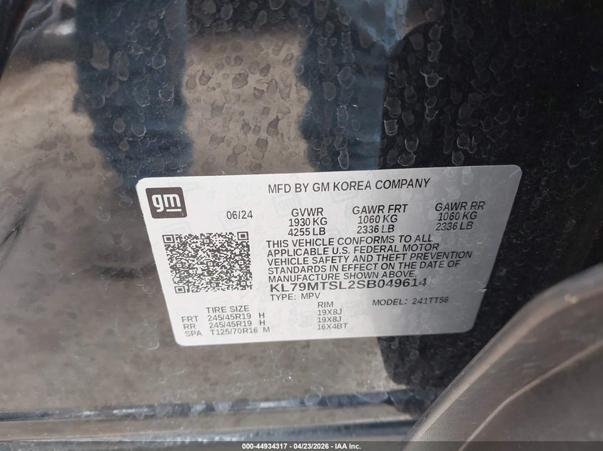 2025 Chevrolet Trailblazer VIN KL79MTSL2SB049614 IAAI salvage auction — FRONT END, Salvage (Texas), sold $3,850 on 2026-07-13 (photo 9)