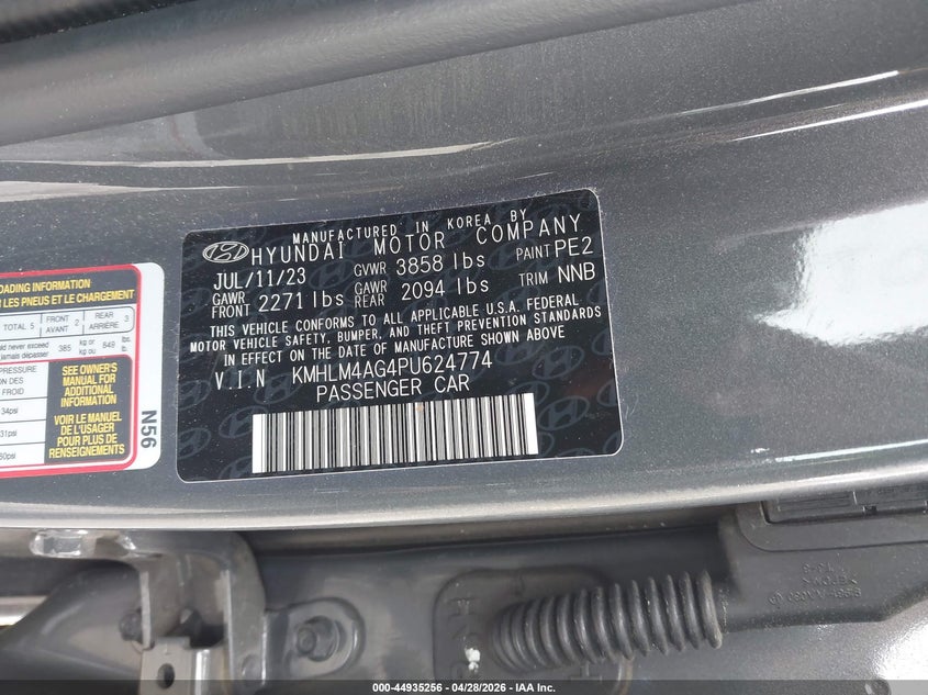 2023 Hyundai Elantra VIN KMHLM4AG4PU624774 IAAI salvage auction — FRONT END, Salvage (Georgia), sold $3,100 on 2026-07-15 (photo 9)