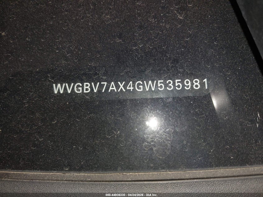 2016 Volkswagen Tiguan VIN WVGBV7AX4GW535981 IAAI salvage auction — BIO HAZARD, Salvage (Idaho), sold $600 on 2026-07-14 (photo 9)