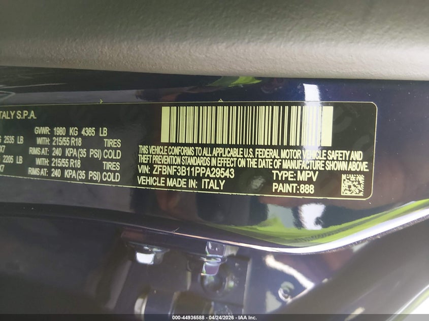 2023 Fiat 500x VIN ZFBNF3B11PPA29543 IAAI salvage auction — SIDE, Salvage (South Carolina), sold $4,800 on 2026-08-13 (photo 9)