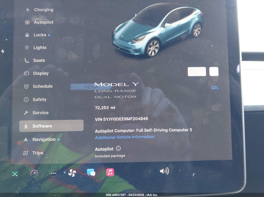 2021 Tesla Model y VIN 5YJYGDEE9MF204846 IAAI salvage auction — REAR END, Salvage Title, sold $9,900 on 2026-07-30 (photo 7)