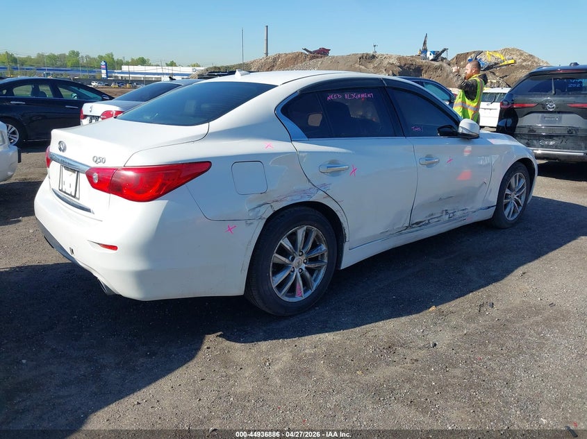 2015 Infiniti Q50 VIN JN1BV7ARXFM417775 IAAI salvage auction — RIGHT SIDE, Mv-907A (New York), sold $2,000 on 2026-07-07 (photo 4)