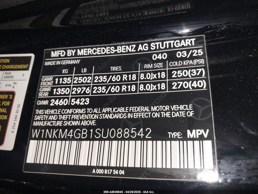2025 Mercedes-benz Glc class VIN W1NKM4GB1SU088542 IAAI salvage auction — FRONT END, Repossession Paperwork (Georgia), sold $8,600 on 2026-07-29 (photo 9)