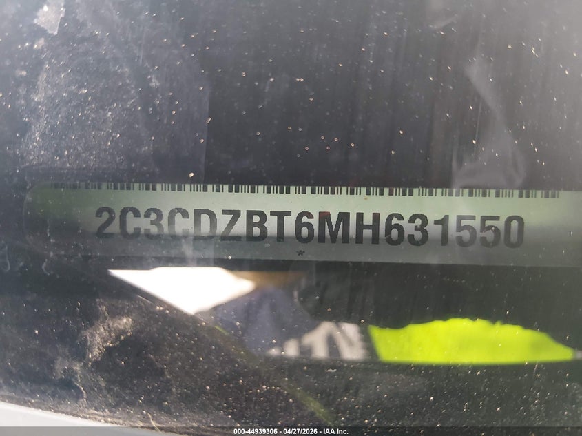 2021 Dodge Challenger VIN 2C3CDZBT6MH631550 IAAI salvage auction — FRONT END, Salvage (Missouri), sold $6,600 on 2026-07-30 (photo 9)