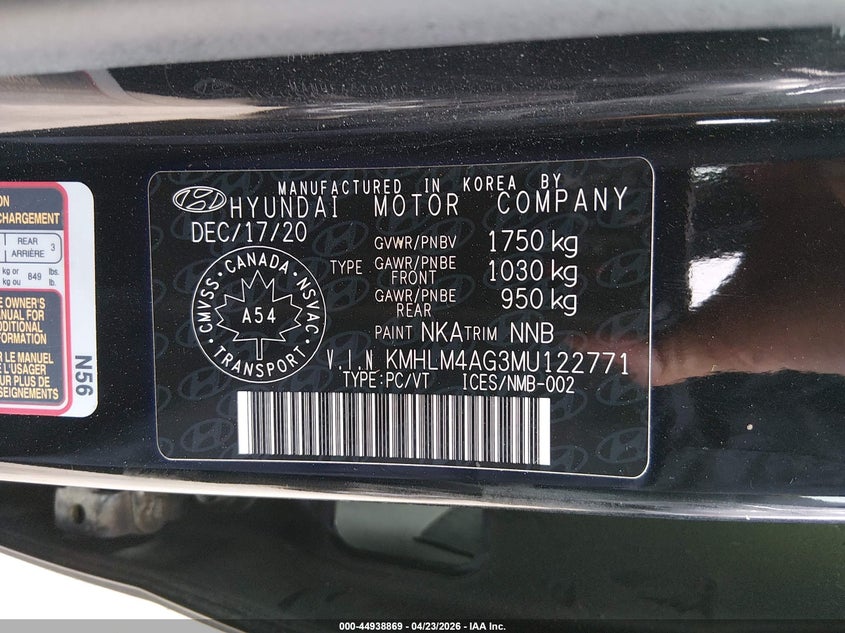 2021 Hyundai Elantra VIN KMHLM4AG3MU122771 IAAI salvage auction — LEFT & RIGHT, Salvage Title, sold $4,000 on 2026-07-15 (photo 9)