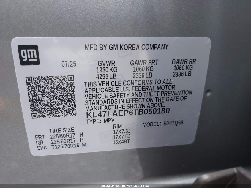 2026 Buick Envista VIN KL47LAEP6TB050180 IAAI salvage auction — RIGHT REAR, Wait Title, sold $6,500 on 2026-07-19 (photo 9)