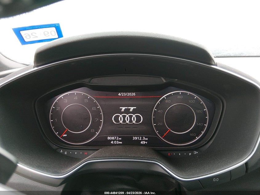 2016 Audi Tt VIN TRUC5AFV0G1017124 IAAI salvage auction — FRONT END, Original (Texas), sold $4,100 on 2026-07-15 (photo 7)