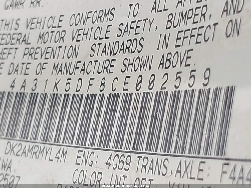2012 Mitsubishi ECLIPSE VIN 4A31K5DF8CE002559 IAAI salvage auction — REPOSSESSION, Nrc Lienholder Repossession Paperwork (Texas), sold $750 on 2026-07-31 (photo 9)