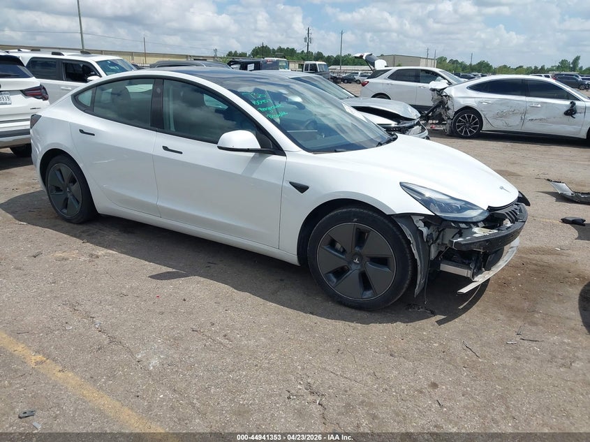2021 Tesla Model 3 VIN 5YJ3E1EAXMF100457 IAAI salvage auction — FRONT END, Original (Texas), sold $8,625 on 2026-07-09 (photo 1)