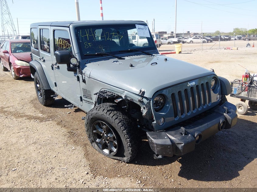 2015 Jeep Wrangler / VIN 1C4BJWDG9FL773444 IAAI salvage auction — ROLLOVER, Clear (Indiana), sold $3,050 on 2026-08-03 (photo 1)