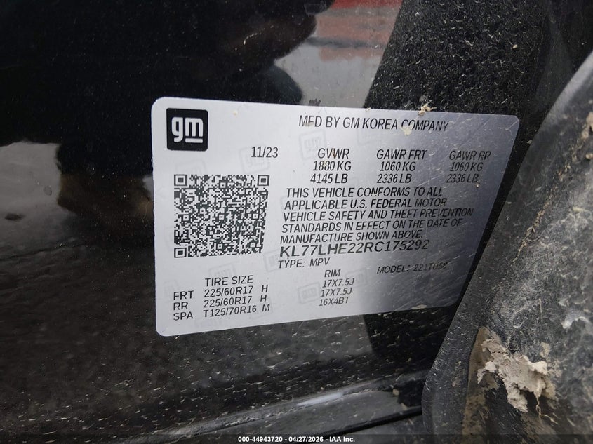 2024 Chevrolet Trax VIN KL77LHE22RC175292 IAAI salvage auction — UNDERCARRIAGE, Salvage (Illinois), sold $7,600 on 2026-07-10 (photo 9)