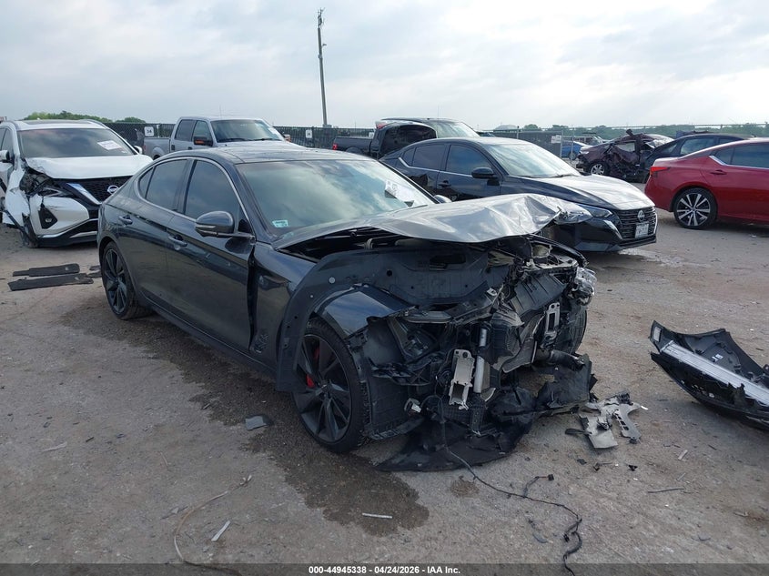 2022 Genesis G70 VIN KMTG54TE7NU083250 IAAI salvage auction — FRONT END, Salvage Title, sold $7,050 on 2026-07-28 (photo 1)