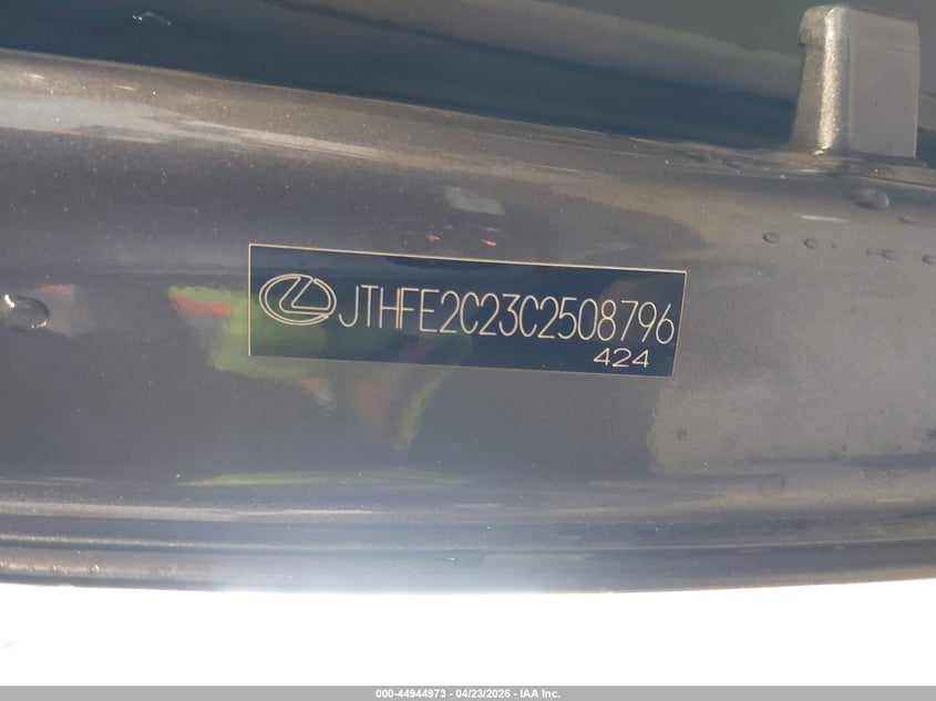 2012 Lexus Is VIN JTHFE2C23C2508796 IAAI salvage auction — FRONT END, Wait Title, sold $250 on 2026-07-06 (photo 9)