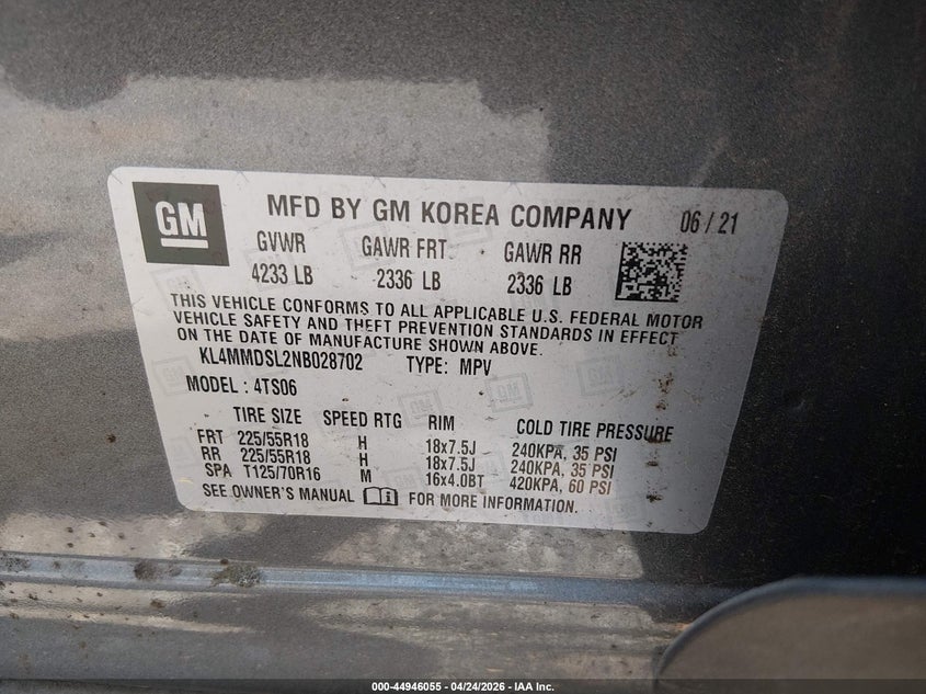 2022 Buick Encore gx VIN KL4MMDSL2NB028702 IAAI salvage auction — LEFT FRONT, Salvage (South Carolina), sold $1,600 on 2026-07-22 (photo 9)