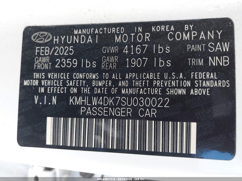 2025 Hyundai Elantra n VIN KMHLW4DK7SU030022 IAAI salvage auction — FRONT END, Salvage Title, sold $3,050 on 2026-07-29 (photo 9)