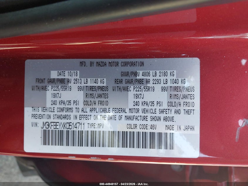 2019 Mazda Cx-5 VIN JM3KFBEYXK0514711 IAAI salvage auction — RIGHT SIDE, Salvage Title, sold $5,200 on 2026-07-09 (photo 9)