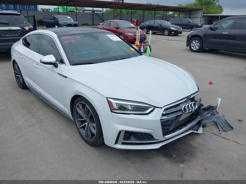 2018 Audi S5 VIN WAUC4CF54JA058014 IAAI salvage auction — FRONT END, Original (Texas), sold $7,850 on 2026-07-29 (photo 1)