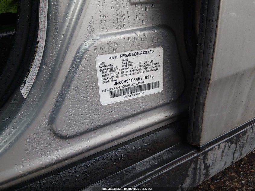 2004 Infiniti G35 VIN JNKCV51F84M716253 IAAI salvage auction — REAR END, Salvage (Colorado), sold $425 on 2026-07-14 (photo 9)