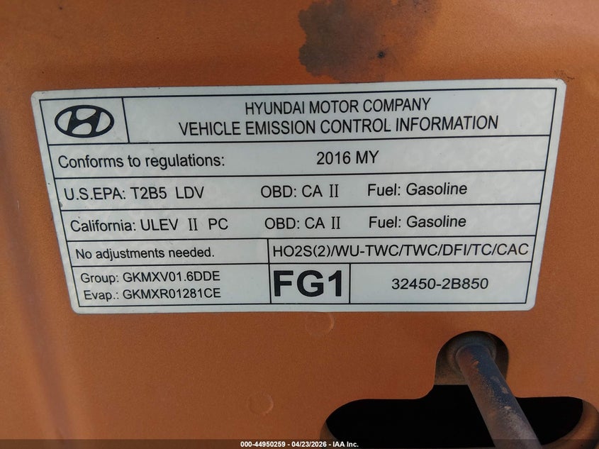 2016 Hyundai Veloster VIN KMHTC6AE8GU248707 IAAI salvage auction — REAR END, Salvage Title, sold $1,200 on 2026-07-30 (photo 9)