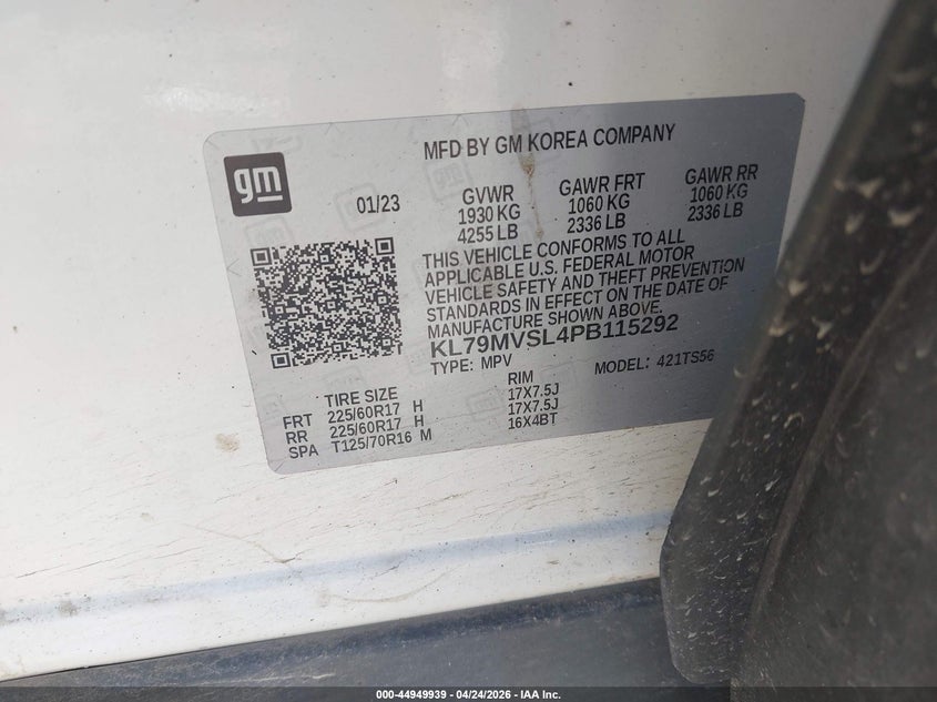 2023 Chevrolet Trailblazer VIN KL79MVSL4PB115292 IAAI salvage auction — RIGHT REAR, Salvage (Montana), sold $4,675 on 2026-07-15 (photo 9)