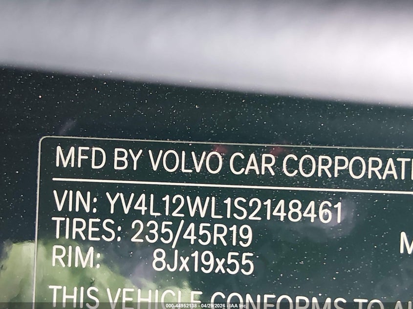 2025 Volvo V60 cross country VIN YV4L12WL1S2148461 IAAI salvage auction — FRONT END, Salvage (Missouri), sold $18,450 on 2026-07-08 (photo 9)