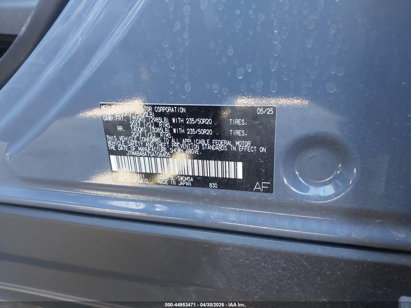 2025 Subaru Solterra VIN JTMABABA7SA106405 IAAI salvage auction — LEFT REAR, Bill Of Sale (Washington), sold $12,300 on 2026-07-16 (photo 9)