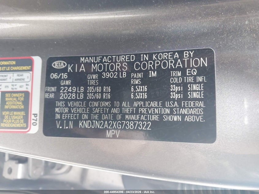 2016 Kia Soul VIN KNDJN2A2XG7387322 IAAI salvage auction — RIGHT FRONT, Salvage (Oregon), sold $1,250 on 2026-07-24 (photo 9)
