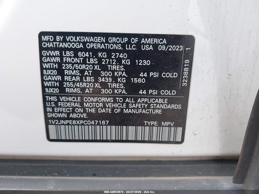 2023 Volkswagen Id.4 VIN 1V2JNPE8XPC047167 IAAI salvage auction — SIDE, Salvage Title, sold $10,000 on 2026-07-10 (photo 9)