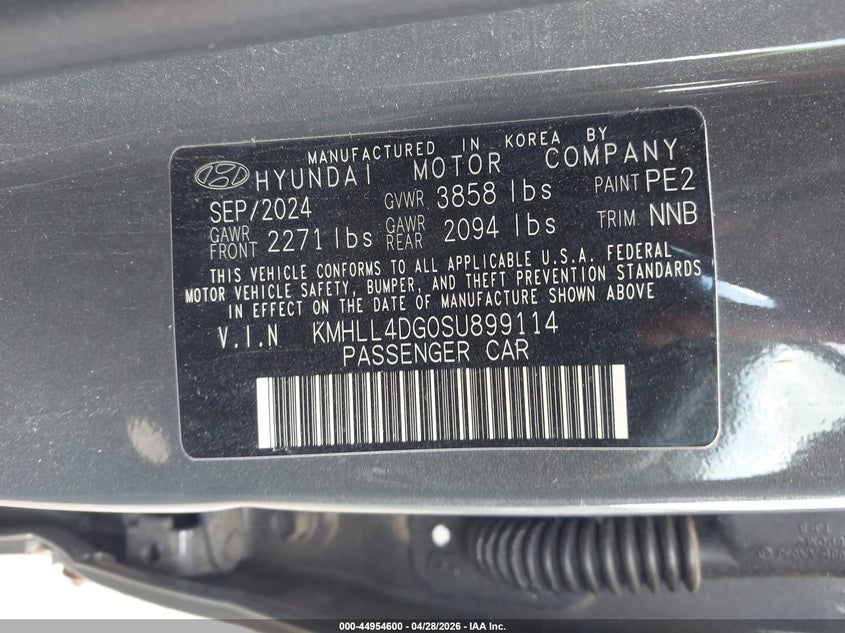 2025 Hyundai Elantra VIN KMHLL4DG0SU899114 IAAI salvage auction — FRONT END, Salvage Title, sold $4,900 on 2026-07-29 (photo 9)