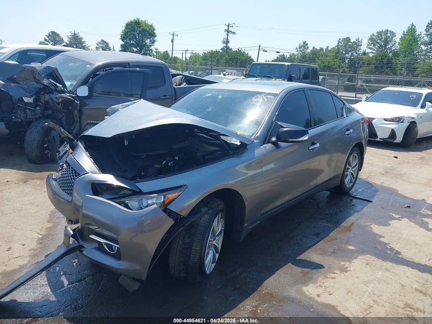 2016 Infiniti Q50 VIN JN1CV7AR9GM253232 IAAI salvage auction — FRONT END, Salvage Title, sold $675 on 2026-07-06 (photo 2)