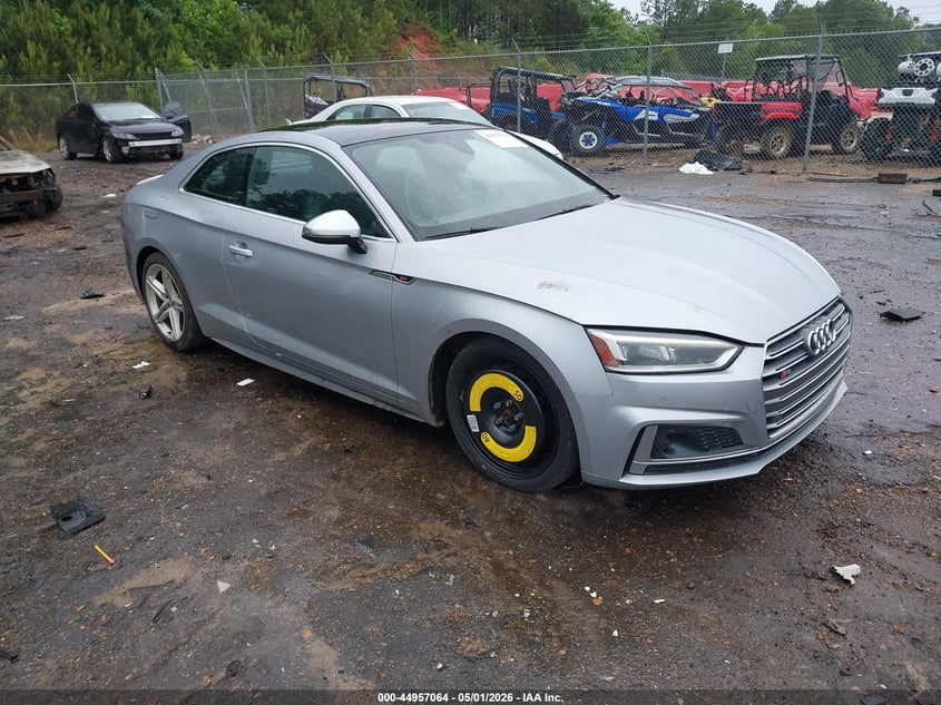 2018 Audi S5 VIN WAUR4AF55JA009547 IAAI salvage auction — LEFT REAR, Wait Title, sold $3,100 on 2026-07-15 (photo 1)