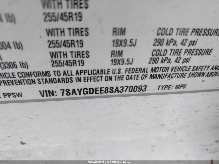 2025 Tesla Model y VIN 7SAYGDEE8SA370093 IAAI salvage auction — FRONT END, Original (Texas), sold $8,075 on 2026-07-16 (photo 9)