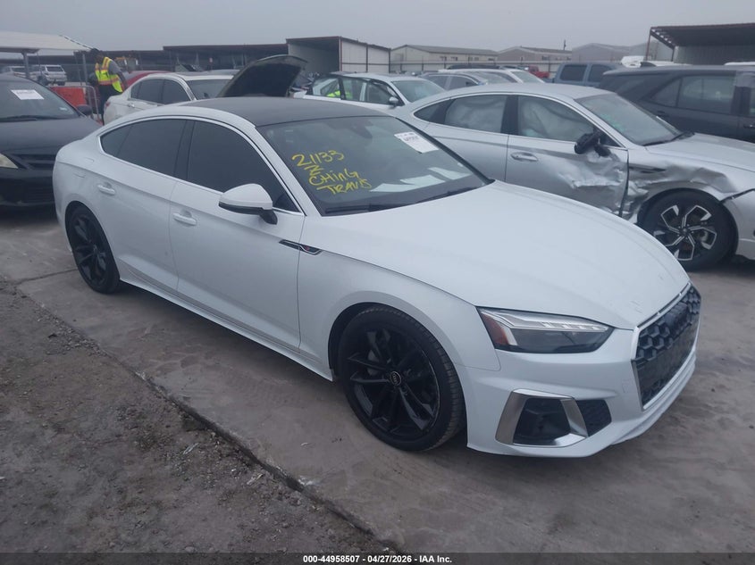 2023 Audi A5 VIN WAUDACF57PA022081 IAAI salvage auction — FRONT END, Salvage Title, sold $18,250 on 2026-07-14 (photo 1)