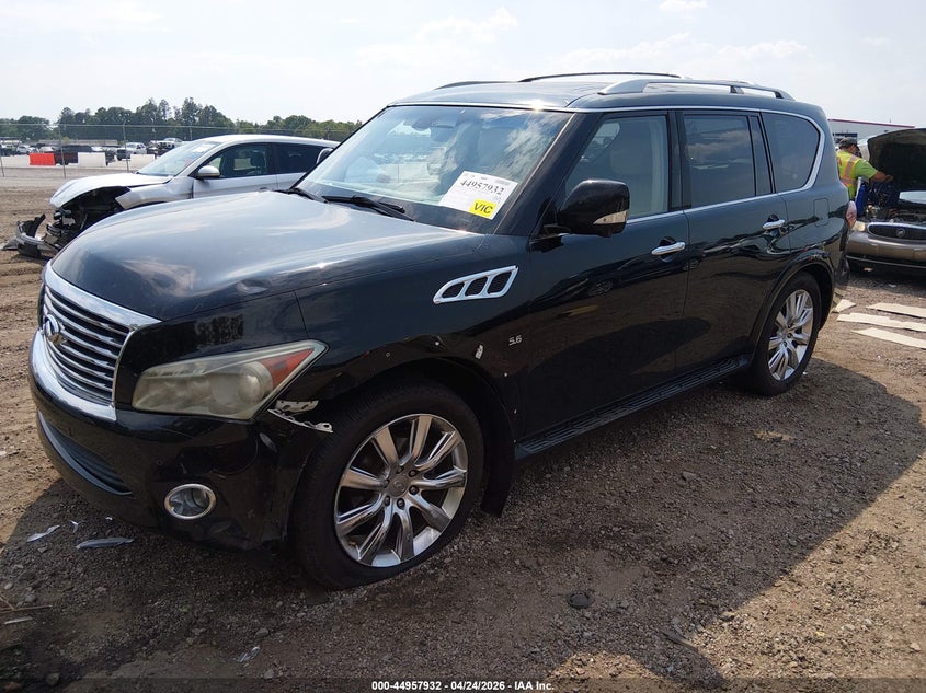 2014 Infiniti Qx80 VIN JN8AZ2NC6E9352886 IAAI salvage auction — LEFT FRONT, Salvage Title, sold $2,225 on 2026-07-22 (photo 2)