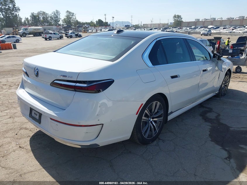 2025 BMW I7 VIN WBY43EJ06SCT88629 IAAI salvage auction — SIDE, Salvage Title, sold $46,450 on 2026-08-24 (photo 4)