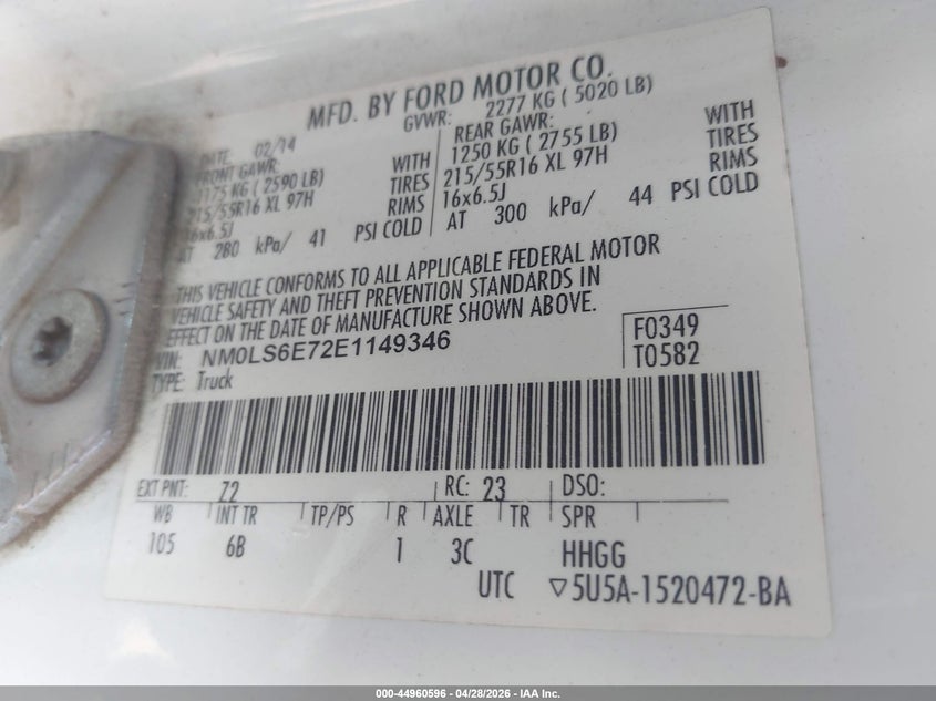 2014 Ford Transit VIN NM0LS6E72E1149346 IAAI salvage auction — BIO HAZARD, Salvage (Texas), sold $675 on 2026-07-22 (photo 9)