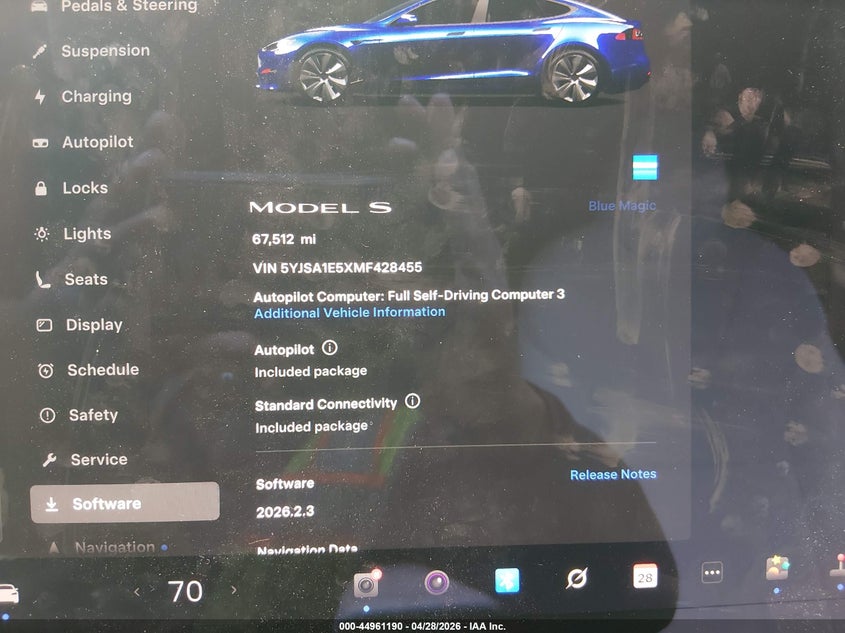 2021 Tesla Model s VIN 5YJSA1E5XMF428455 IAAI salvage auction — ELECTRICAL, Clear (Maryland), sold $22,250 on 2026-07-15 (photo 7)