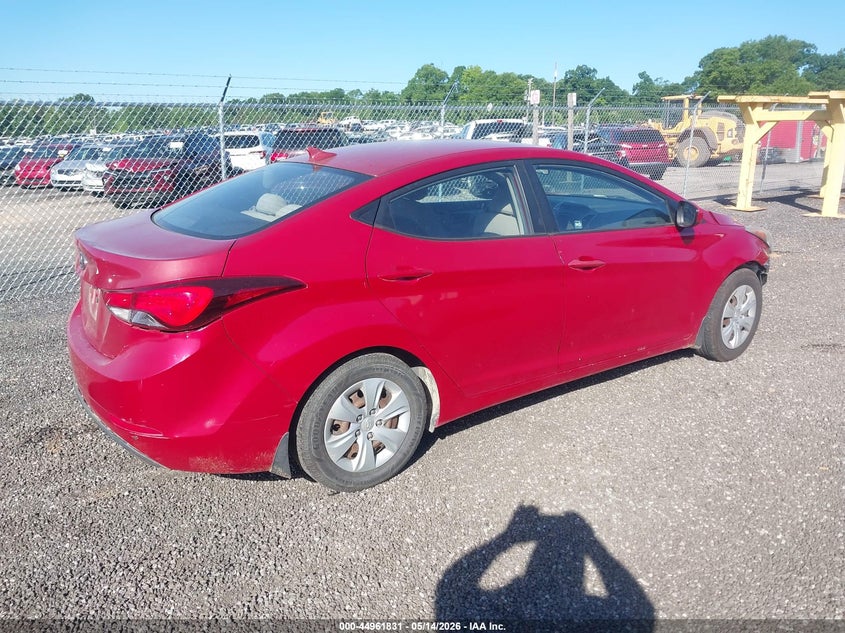 2016 Hyundai Elantra VIN KMHDH4AE9GU482929 IAAI salvage auction — FRONT & REAR, Salvage (South Carolina), sold $775 on 2026-07-21 (photo 4)