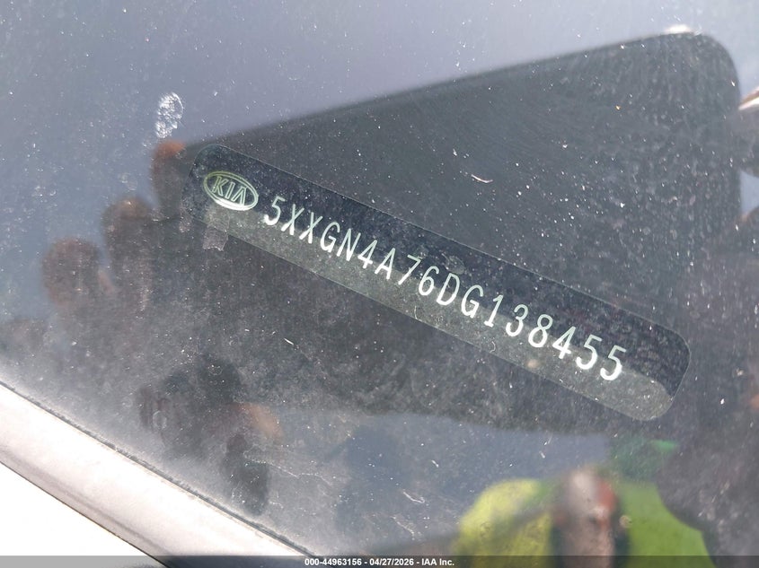 2013 Kia Optima VIN 5XXGN4A76DG138455 IAAI salvage auction — SIDE, Salvage Title, sold $1,300 on 2026-07-17 (photo 9)