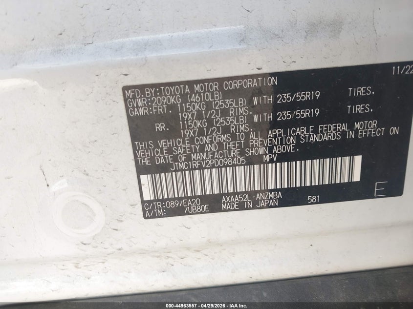 2023 Toyota Rav 4 VIN JTMC1RFV2PD098405 IAAI salvage auction — FRONT END, Original (Texas), sold $13,450 on 2026-07-15 (photo 9)